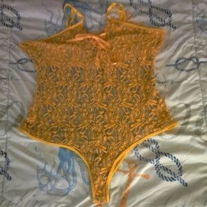 Elegant Lace Bodysuit in Yellow